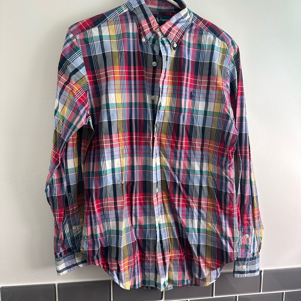 Polo Ralph Lauren Button Down Shirt Mens Plaid Long Sleeve